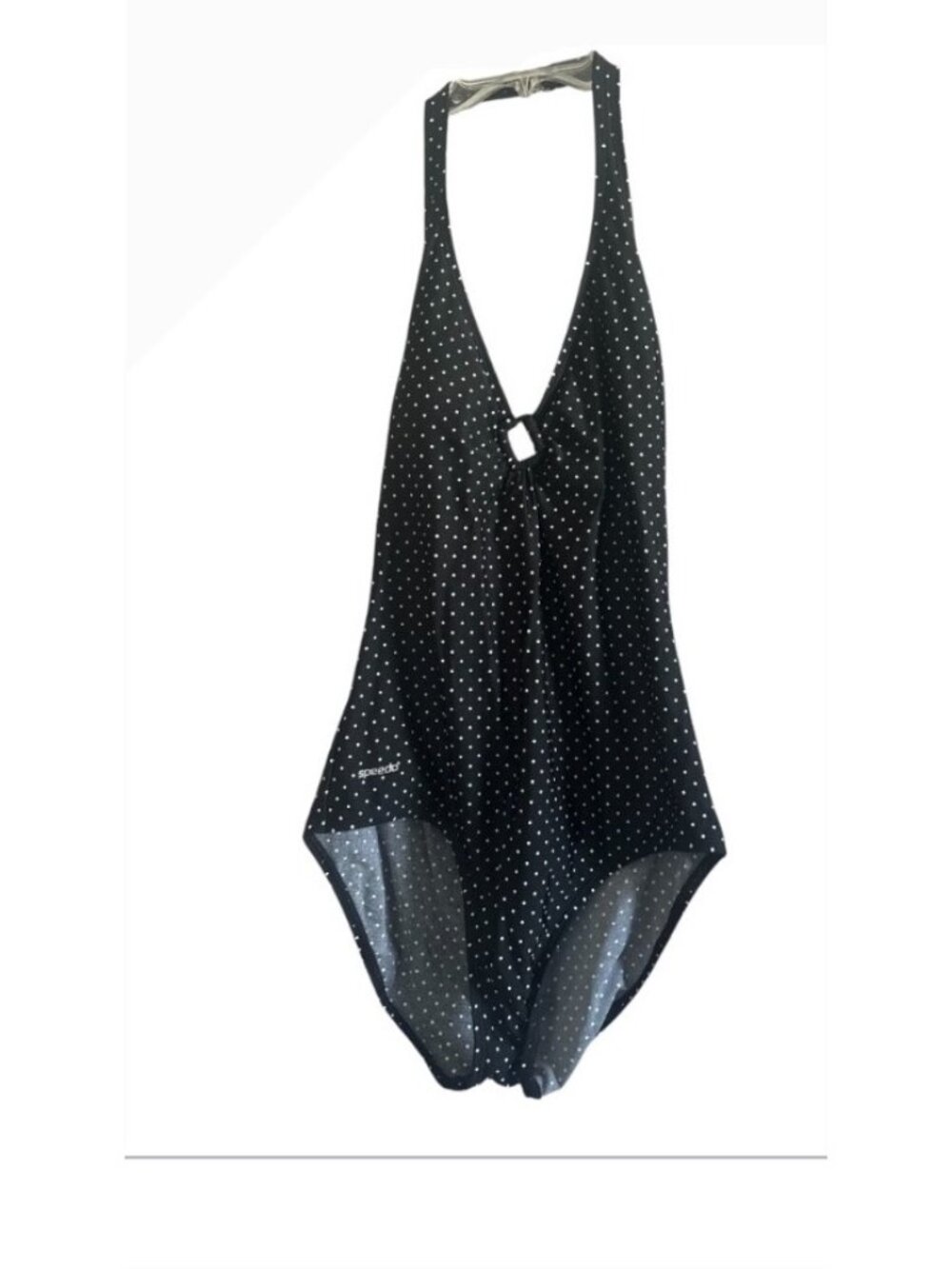Speedo Black/White Polka Dot One Piece Swimsuit Over The Shoulder Strap Plus Siz - Picture 1 of 8